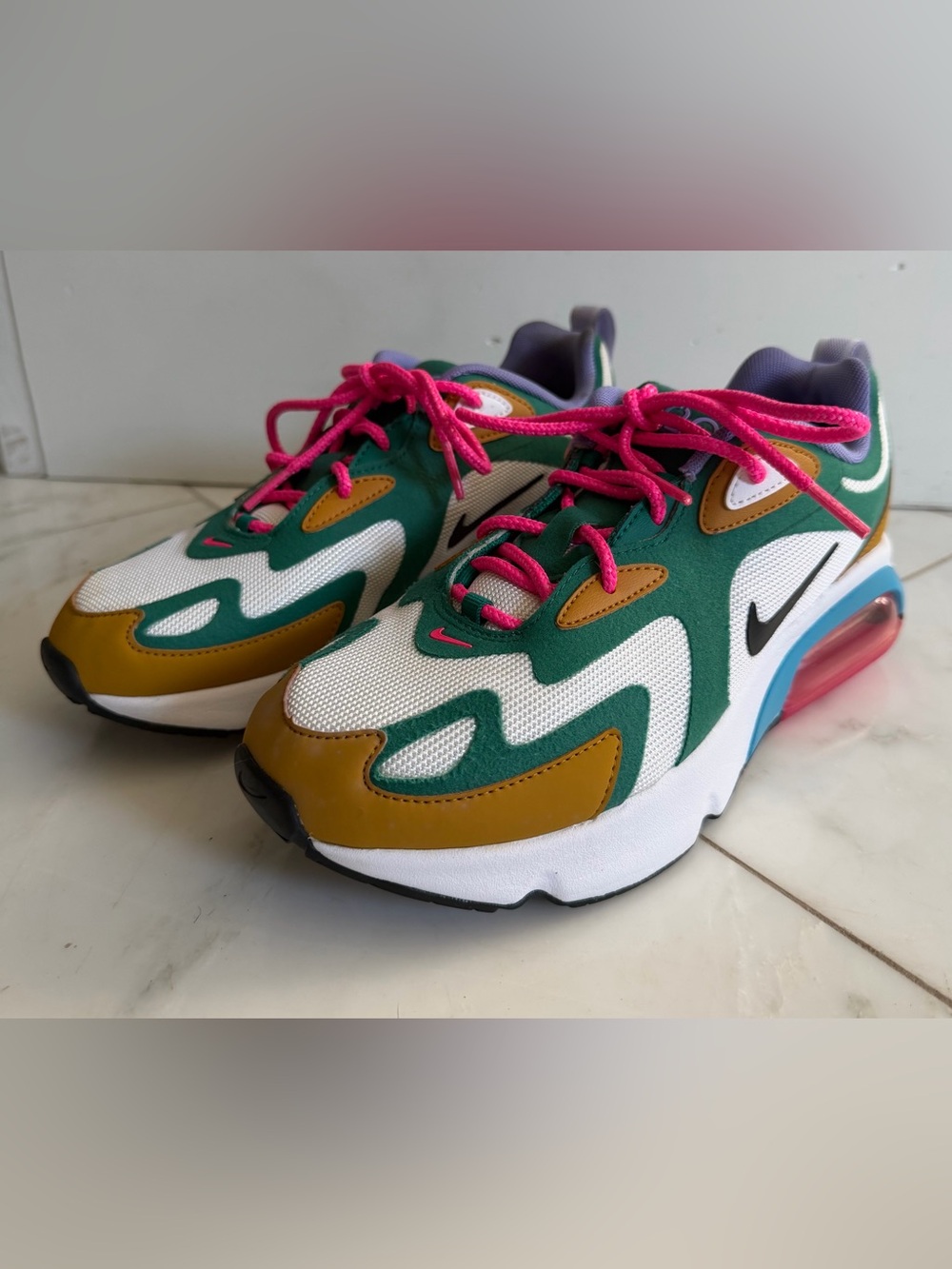 Nike Women's Multicolor Athletic Sneakers - White, Green, Pink, Mustard